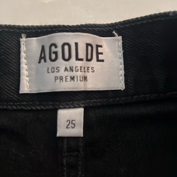 Agolde Jaden Clash Distressed ripped denim short - Picture 2 of 6